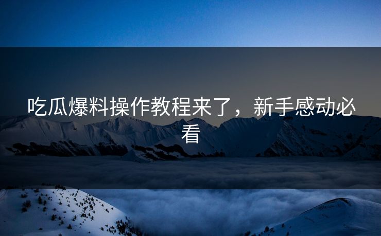 吃瓜爆料操作教程来了，新手感动必看