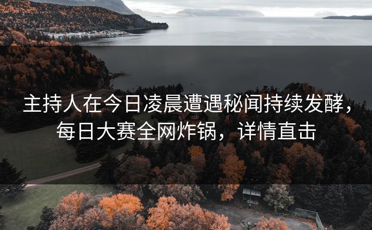 主持人在今日凌晨遭遇秘闻持续发酵，每日大赛全网炸锅，详情直击
