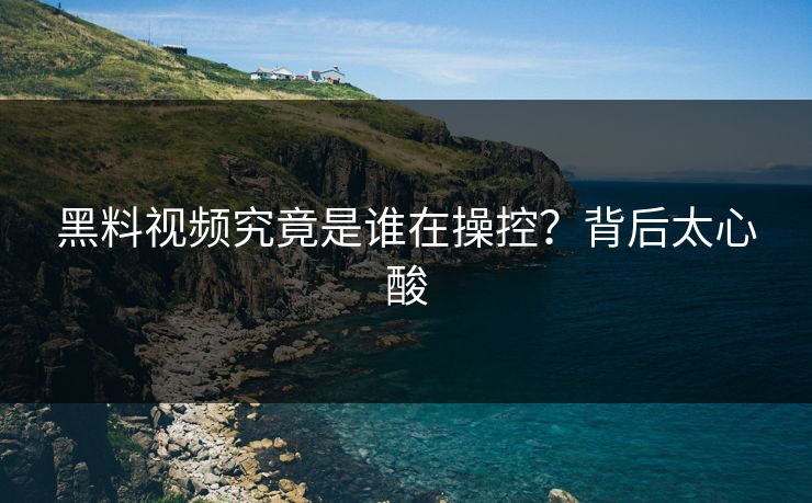 黑料视频究竟是谁在操控？背后太心酸